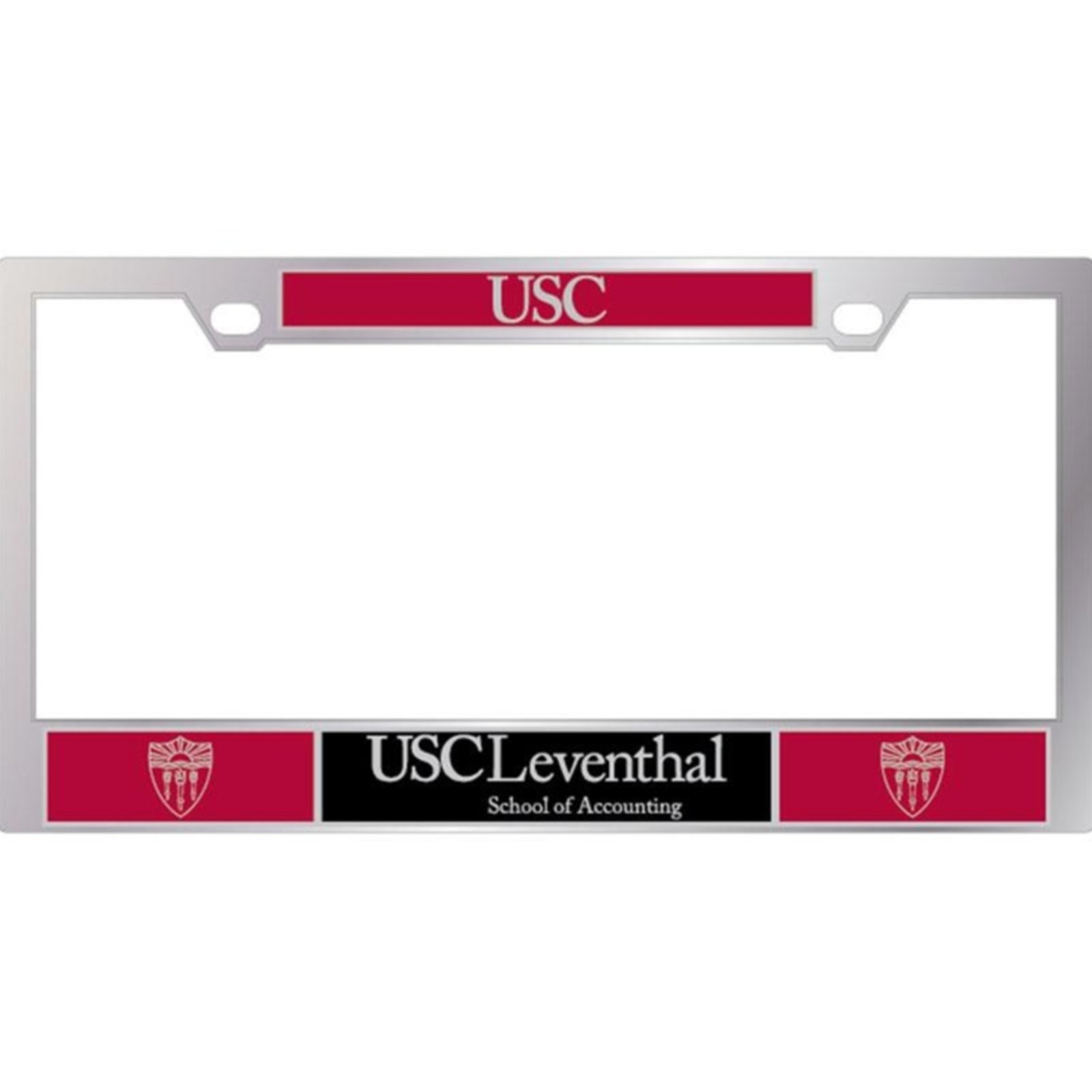 USC Shield Leventhal License Plate Frame Chrome by The U Apparel & Gifts image01
